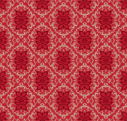 Fototapeta premium Luxury red seamless decorative pattern design template.