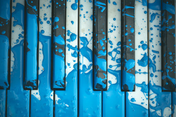 old piano is painted in blue color © Volodymyr