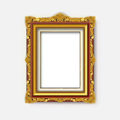 Gold vintage picture frame on wall