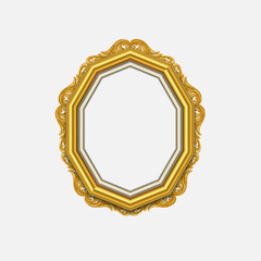 Gold vintage picture frame on wall