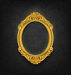 Gold vintage picture frame on wall