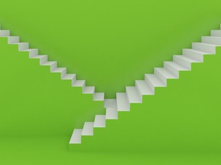 white stairs in green background ,3d rendering