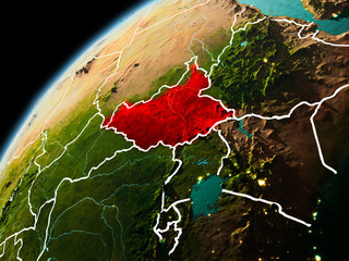 Evening view of South Sudan on Earth