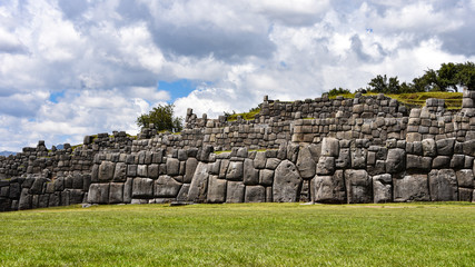 Inca stone walls at the Sacsayhuaman archaeological site, Cusco (Cuzco), Peru