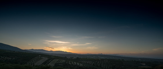 Agricultural field during sunset