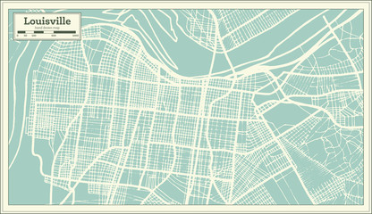 Fototapeta premium Louisville Kentucky USA City Map in Retro Style. Outline Map.