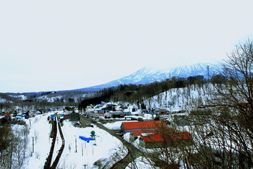 Winter landscape around Niseko station in Hokkaido