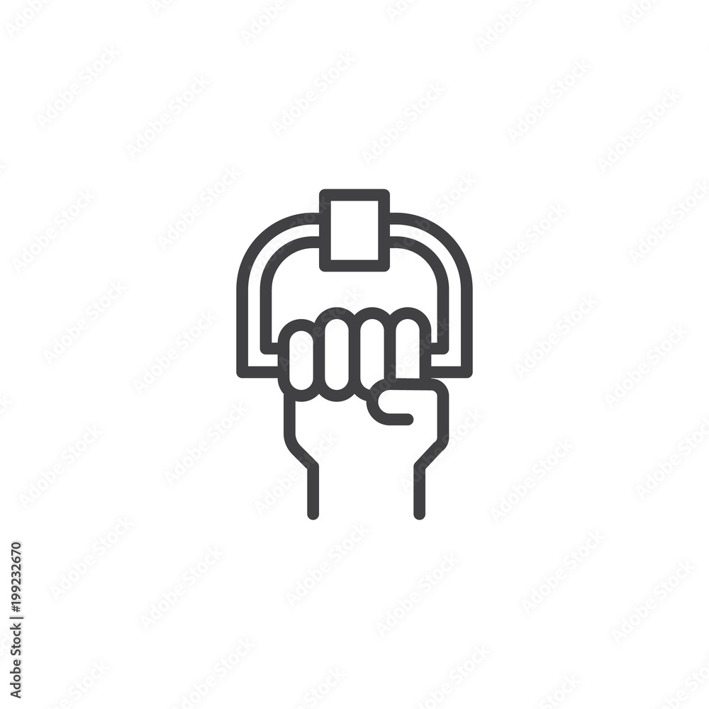 Poster bus handrails outline icon. linear style sign for mobile concept and web design. train holders simpl