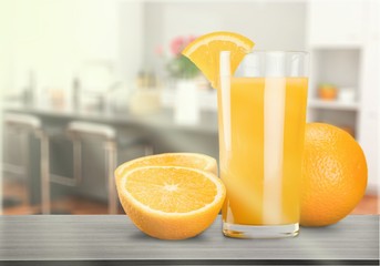 Glass of delicious orange juice