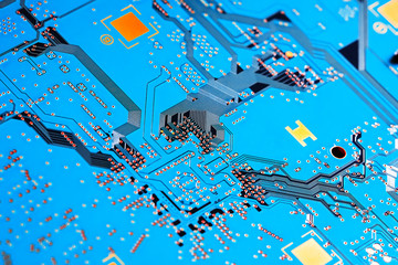 Electronic circuit board close up.