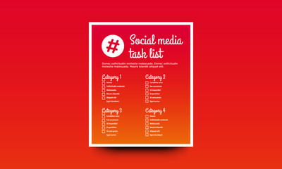 Social Media Task List Vector Template
