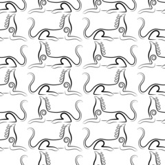 seamless gryphon pattern based on the Fresco in the Palace of Knossos. Ancient Greece. The Crete-Mycenaean period. Gryphon is a sacred symbol in the Minoan religion