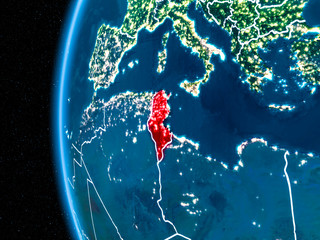 Tunisia on Earth at night