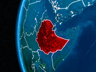 Ethiopia on Earth at night