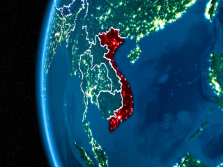 Vietnam on Earth at night