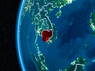 Cambodia on Earth at night
