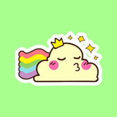 cute cloud vector sticker, cloud emoticon