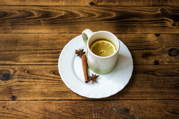 a cup of tea with lemon