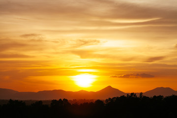 Sunset in mountains