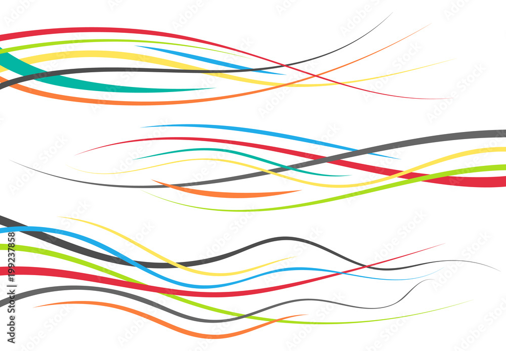 Poster set of abstract color curved lines. wave design element. vector illustration.