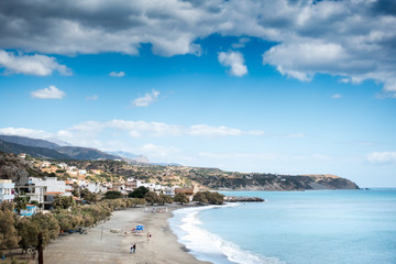 Fototapeta na wymiar Seascape and town, Crete, Greece