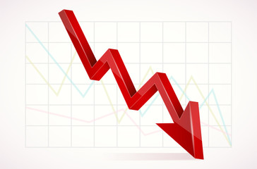 Obraz premium Abstract chart with 3D glossy red arrow