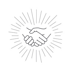 Business handshake. Vector icon of contract agreement.