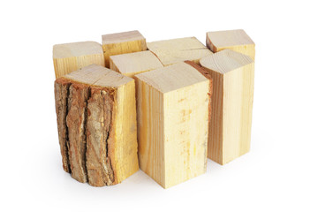 Pile of firewood isolated on a white background