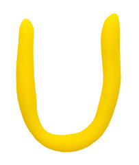 The Plasticine letter U isolated on a white background