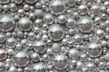 Christmas silver balls background