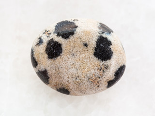 tumbled dalmatian stone on white marble