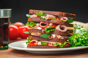 sandwich on a wooden table