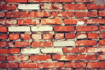 Fototapeta premium Background of old vintage brick wall. Abstract background. Brick background.