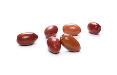 Black olives isolated on white background