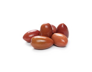 Black olives isolated on white background