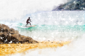 Surfer on the coastal wave © Владимир Пегер