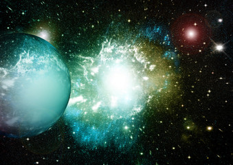 Stars, dust and gas nebula in a far galaxy