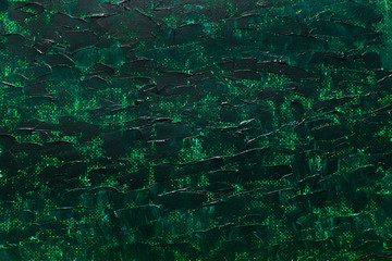 Abstract dark green oil paint texture on canvas