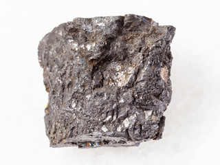 rough Bituminous coal stone on white