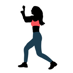 Fototapeta na wymiar vector, isolated silhouette girl dancing