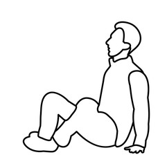 vector, isolated sketch male sitting on the ground