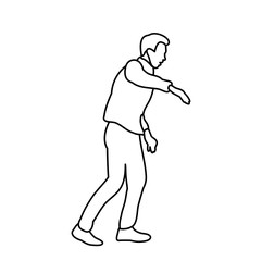 vector, isolated sketch male dancing on white background