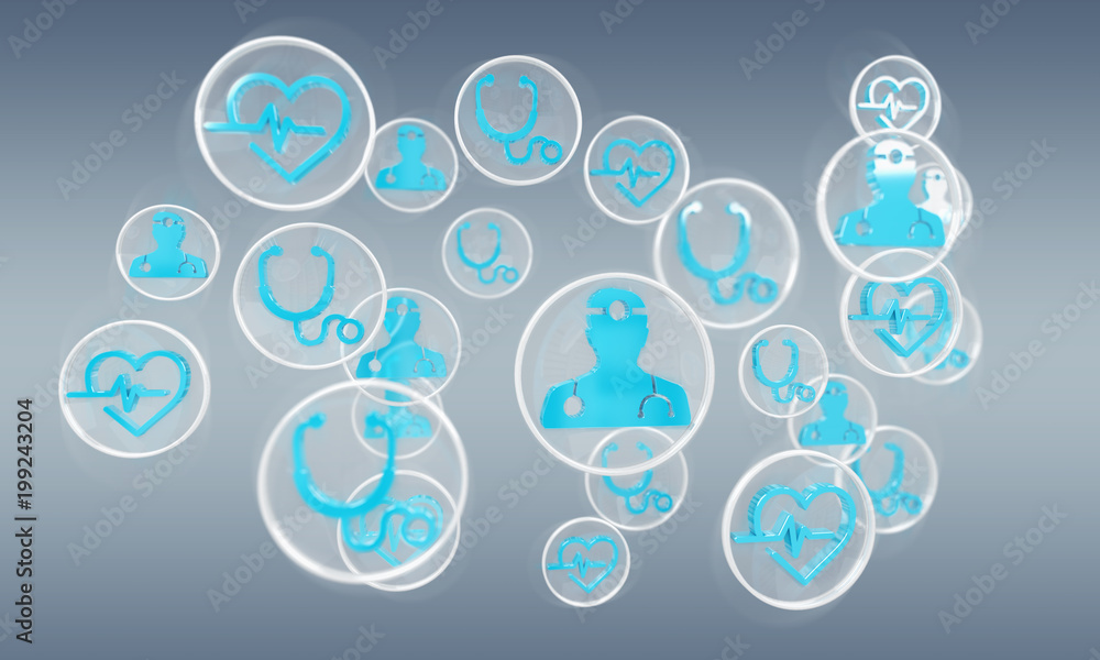 Aufkleber modern medical interface with icons 3d rendering