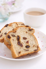 ぶどうパンの朝食