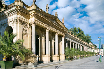 Mill colonnade in spa town Karlovy Vary, West Bohemia, Czech republic.