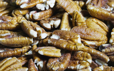 large amout of  pecans close up view