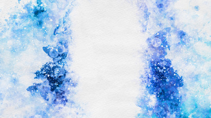 Artistic blue watercolor splash effect template