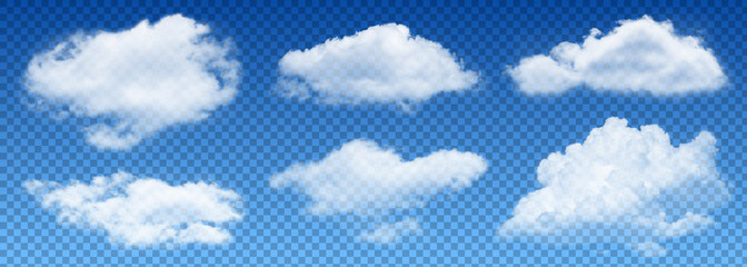 transparent isolated vector clouds - obrazy, fototapety, plakaty