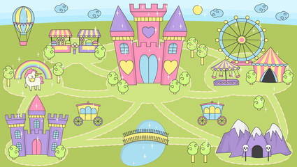 Princess castle play mat activity game for girls.