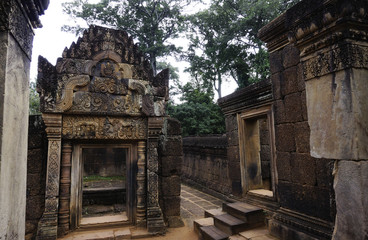 Naklejka premium BANTEAY SREI, located in the area of Angkor, which is extremely popular with tourists, and have led to its being widely praised as a 